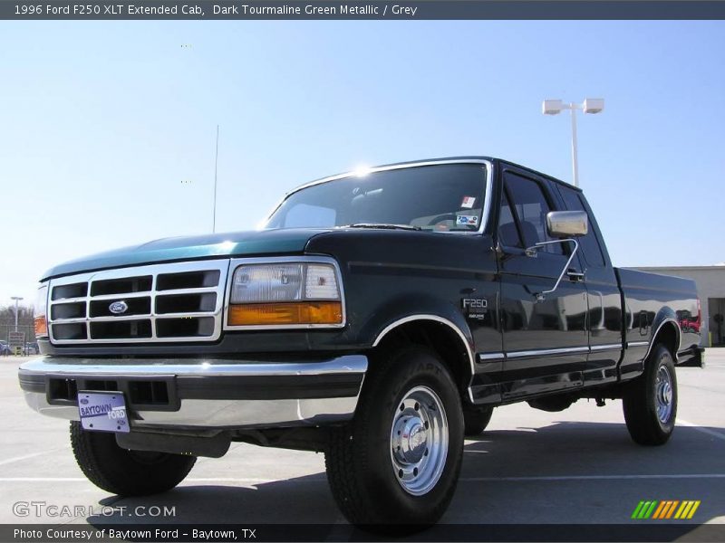 Dark Tourmaline Green Metallic / Grey 1996 Ford F250 XLT Extended Cab