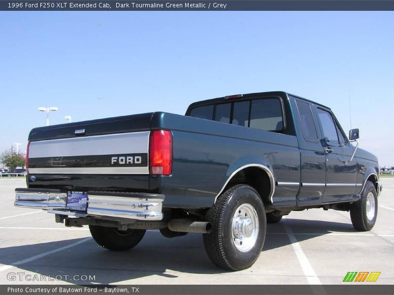 Dark Tourmaline Green Metallic / Grey 1996 Ford F250 XLT Extended Cab