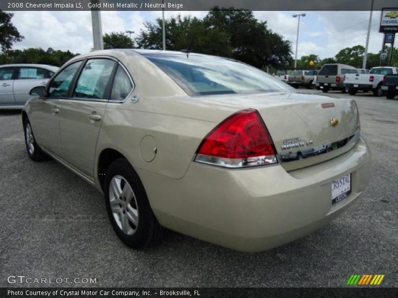 Gold Mist Metallic / Neutral Beige 2008 Chevrolet Impala LS