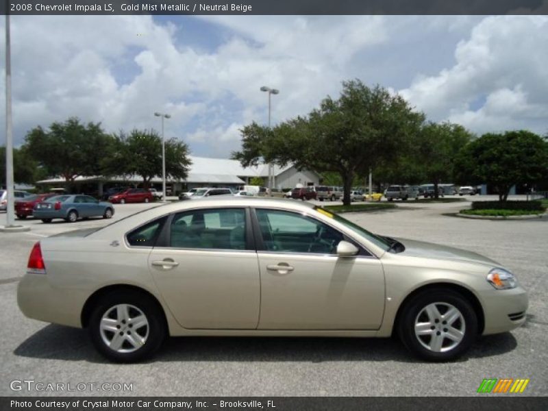 Gold Mist Metallic / Neutral Beige 2008 Chevrolet Impala LS
