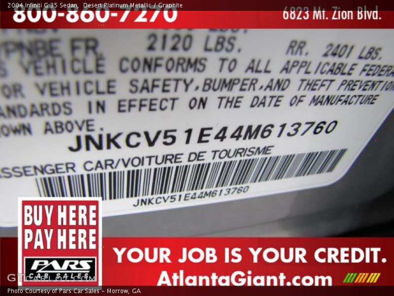 Desert Platinum Metallic / Graphite 2004 Infiniti G 35 Sedan