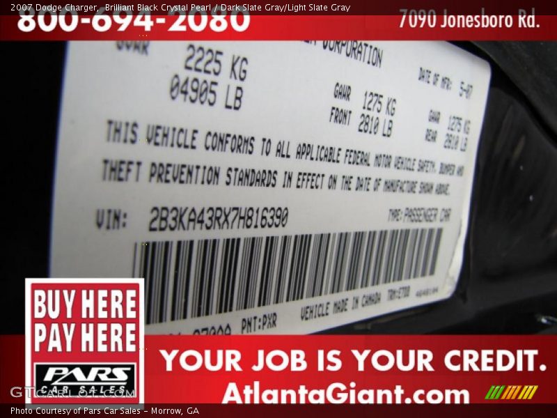 Brilliant Black Crystal Pearl / Dark Slate Gray/Light Slate Gray 2007 Dodge Charger