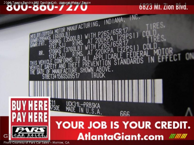 Natural White / Taupe 2006 Toyota Tundra SR5 Double Cab