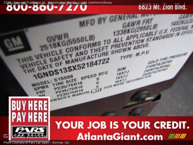 Majestic Red Metallic / Light Cashmere/Ebony 2005 Chevrolet TrailBlazer LS