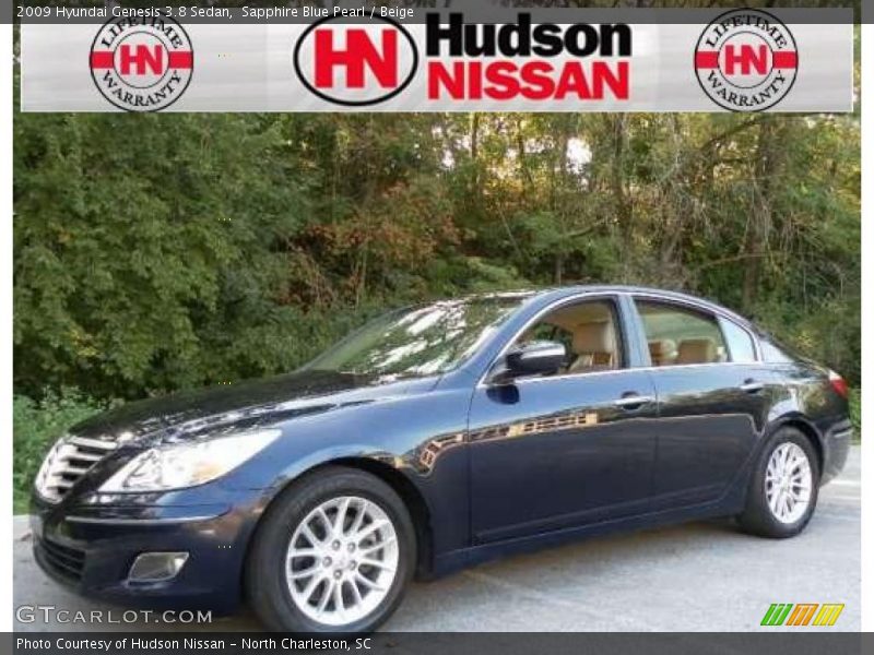Sapphire Blue Pearl / Beige 2009 Hyundai Genesis 3.8 Sedan