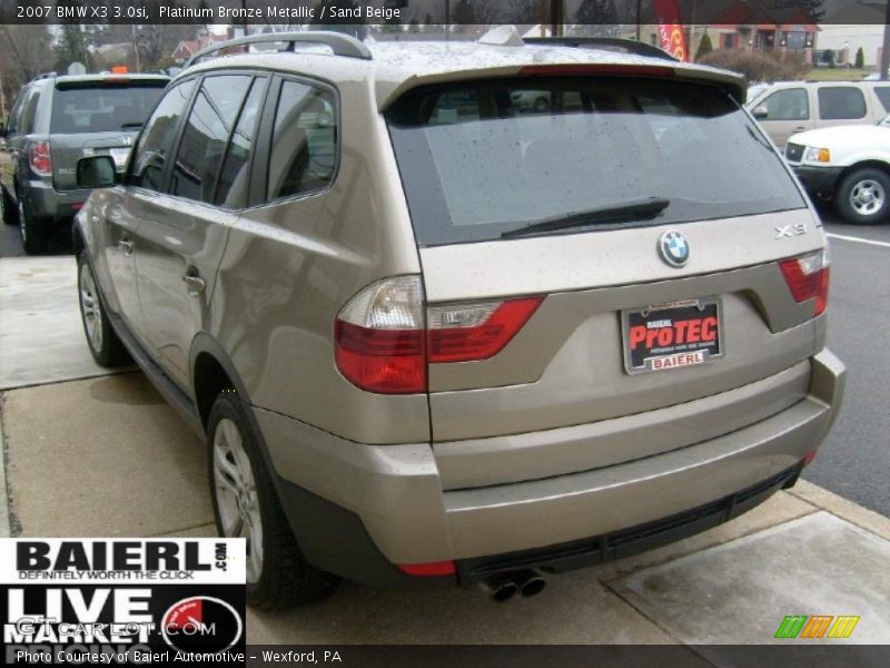Platinum Bronze Metallic / Sand Beige 2007 BMW X3 3.0si