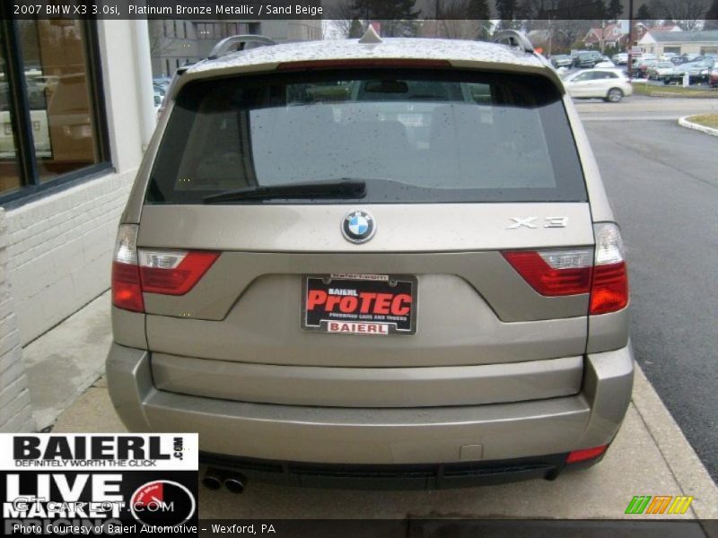 Platinum Bronze Metallic / Sand Beige 2007 BMW X3 3.0si