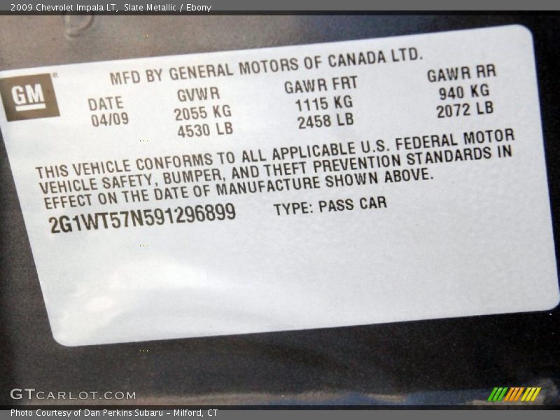 Slate Metallic / Ebony 2009 Chevrolet Impala LT