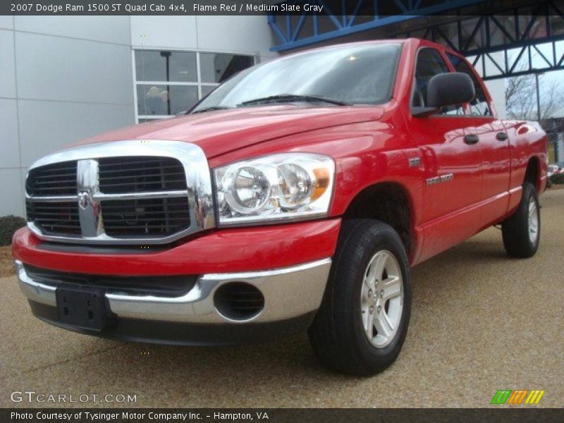 Flame Red / Medium Slate Gray 2007 Dodge Ram 1500 ST Quad Cab 4x4