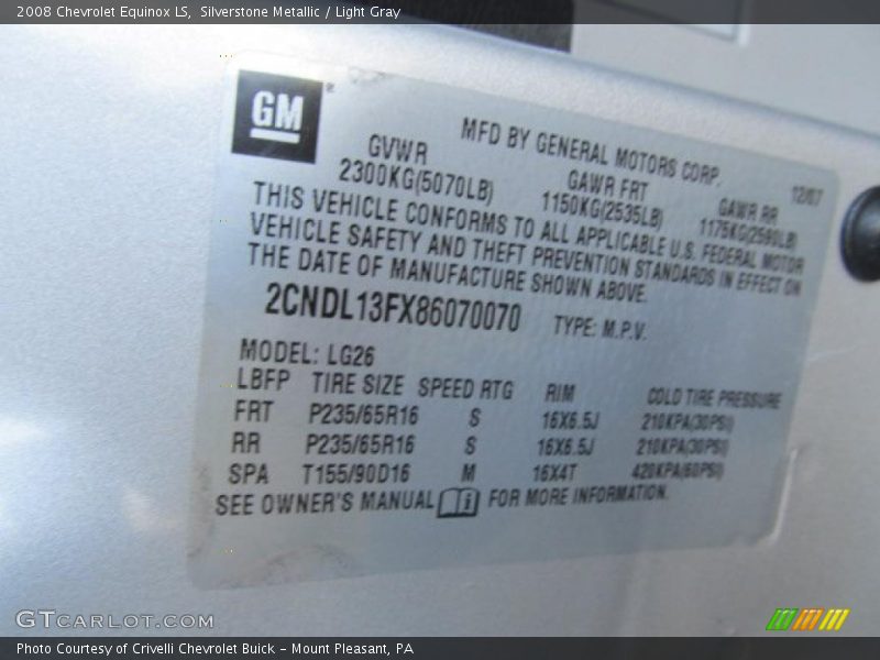 Silverstone Metallic / Light Gray 2008 Chevrolet Equinox LS