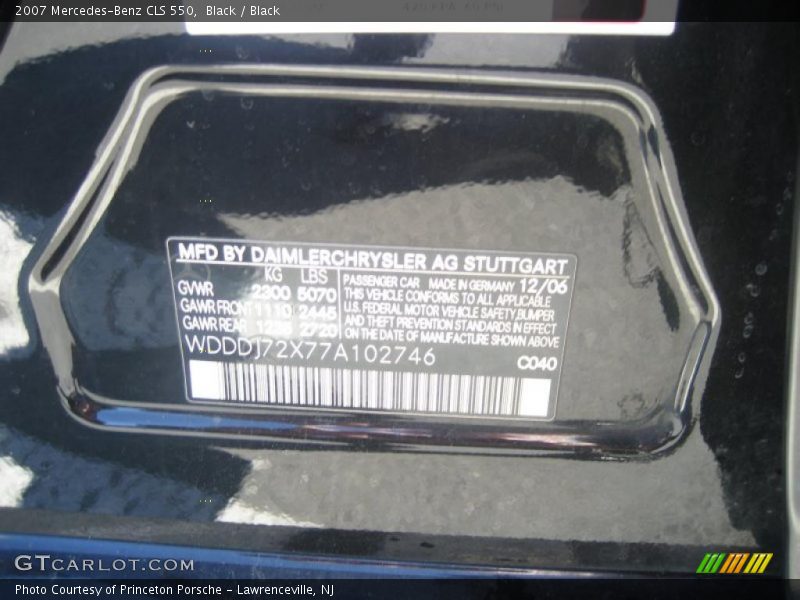 Black / Black 2007 Mercedes-Benz CLS 550