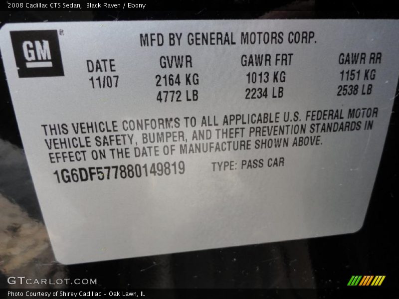 Black Raven / Ebony 2008 Cadillac CTS Sedan