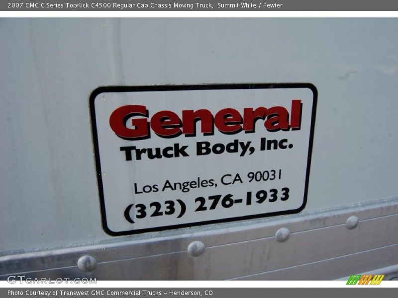 Summit White / Pewter 2007 GMC C Series TopKick C4500 Regular Cab Chassis Moving Truck