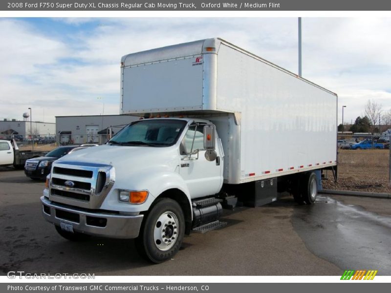 Front 3/4 View of 2008 F750 Super Duty XL Chassis Regular Cab Moving Truck