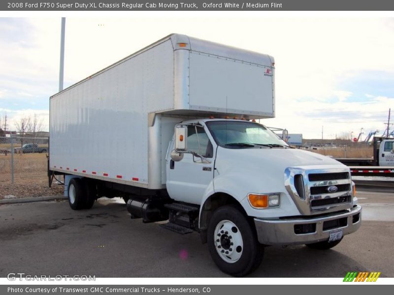 Oxford White / Medium Flint 2008 Ford F750 Super Duty XL Chassis Regular Cab Moving Truck
