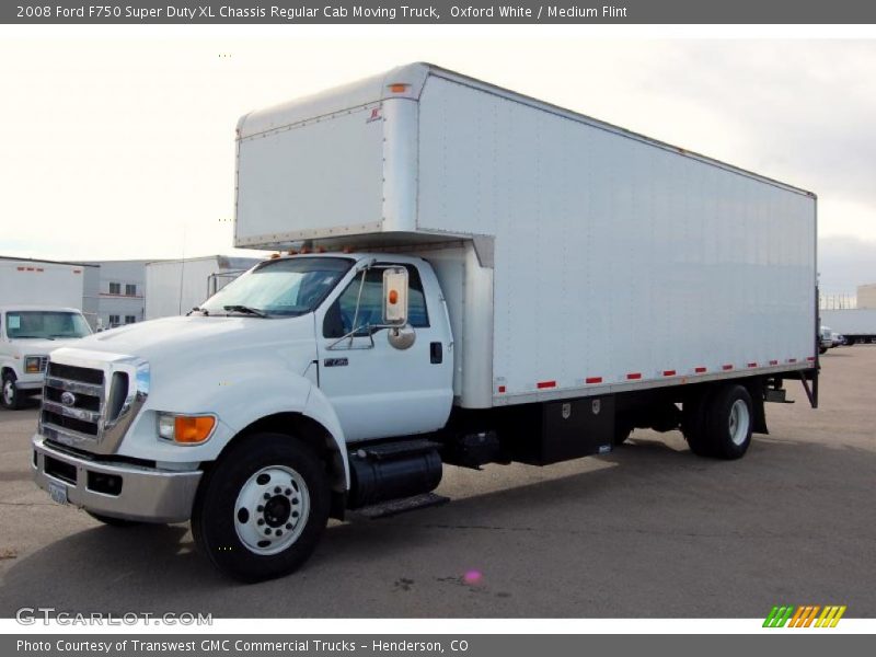 Oxford White / Medium Flint 2008 Ford F750 Super Duty XL Chassis Regular Cab Moving Truck