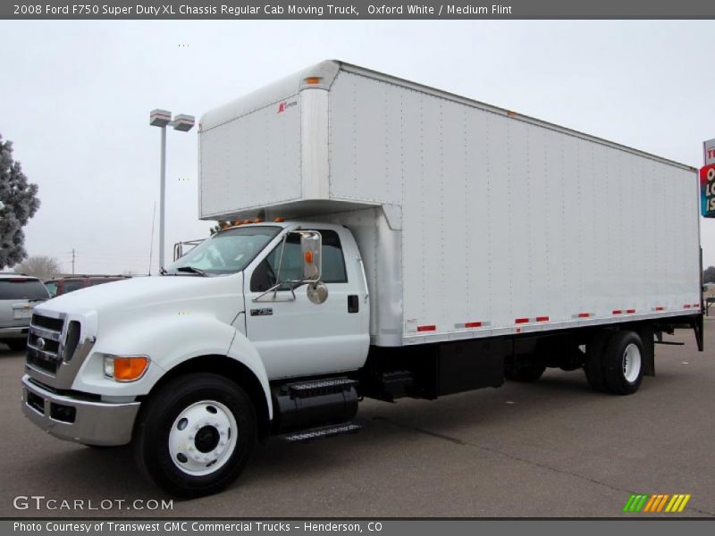 Front 3/4 View of 2008 F750 Super Duty XL Chassis Regular Cab Moving Truck