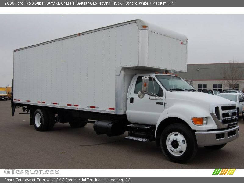 Oxford White / Medium Flint 2008 Ford F750 Super Duty XL Chassis Regular Cab Moving Truck