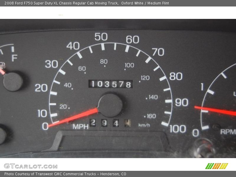 Oxford White / Medium Flint 2008 Ford F750 Super Duty XL Chassis Regular Cab Moving Truck