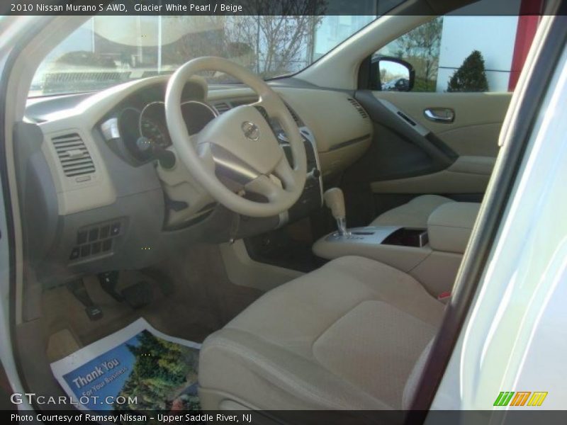 Glacier White Pearl / Beige 2010 Nissan Murano S AWD