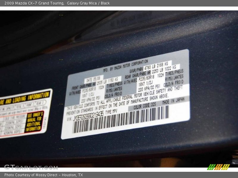 2009 CX-7 Grand Touring Galaxy Gray Mica Color Code 32S