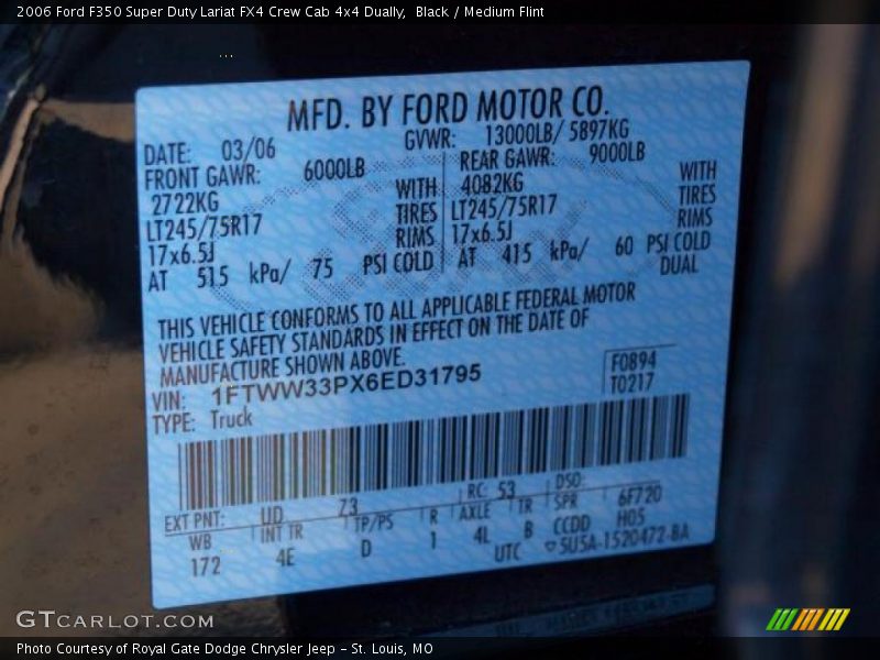 Black / Medium Flint 2006 Ford F350 Super Duty Lariat FX4 Crew Cab 4x4 Dually