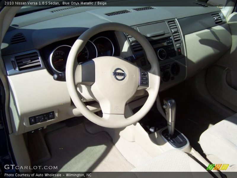Blue Onyx Metallic / Beige 2010 Nissan Versa 1.8 S Sedan