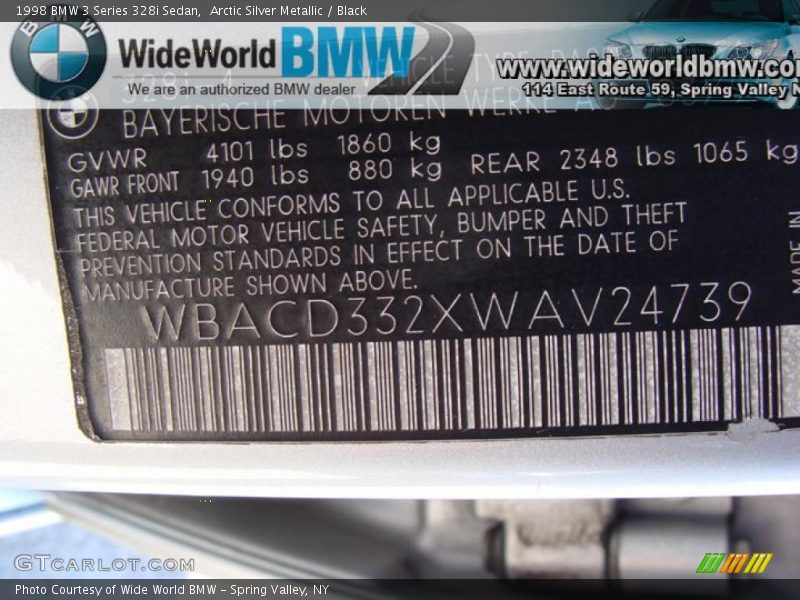 Arctic Silver Metallic / Black 1998 BMW 3 Series 328i Sedan