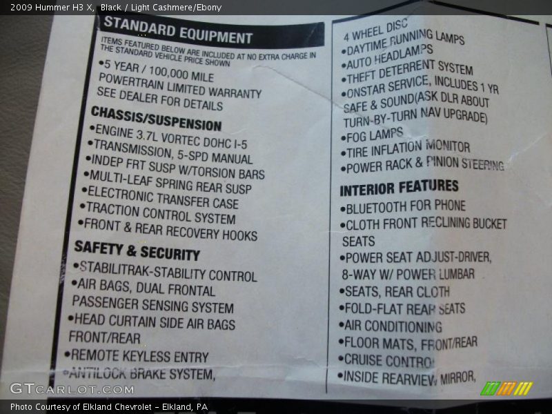 Black / Light Cashmere/Ebony 2009 Hummer H3 X