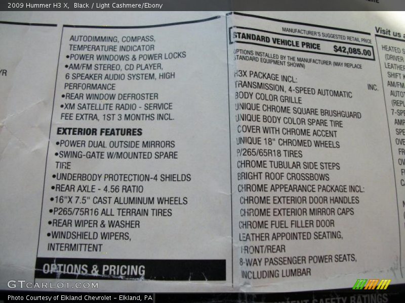 Black / Light Cashmere/Ebony 2009 Hummer H3 X