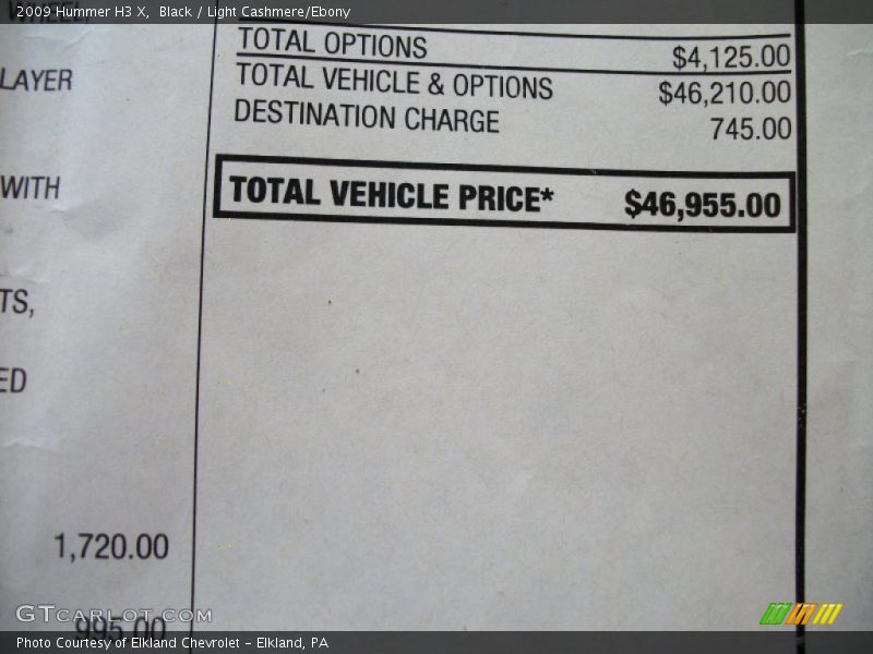 Black / Light Cashmere/Ebony 2009 Hummer H3 X