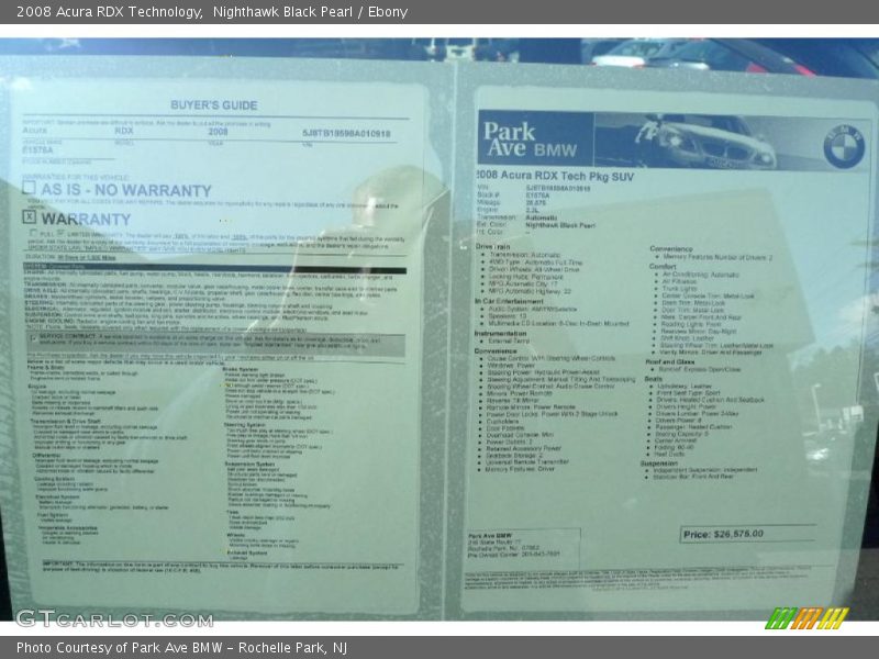 Nighthawk Black Pearl / Ebony 2008 Acura RDX Technology