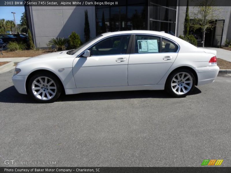 Alpine White / Dark Beige/Beige III 2003 BMW 7 Series 745i Sedan