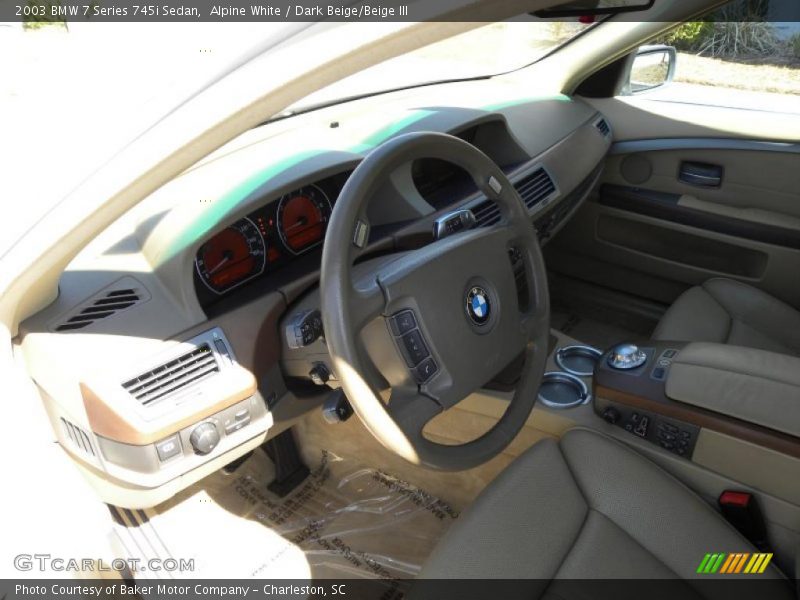 Alpine White / Dark Beige/Beige III 2003 BMW 7 Series 745i Sedan