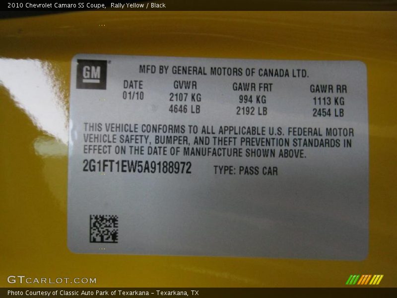 Rally Yellow / Black 2010 Chevrolet Camaro SS Coupe