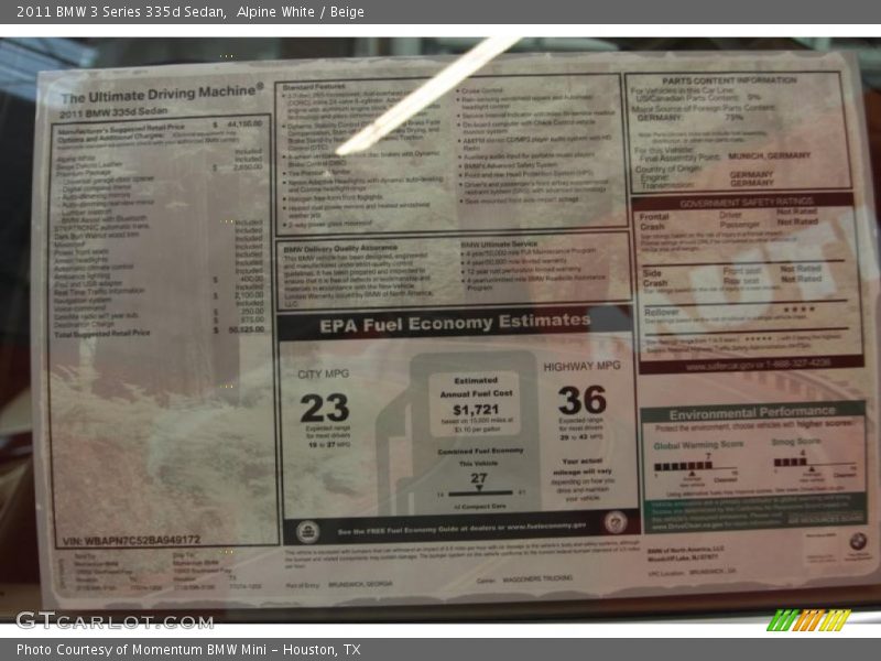 Alpine White / Beige 2011 BMW 3 Series 335d Sedan