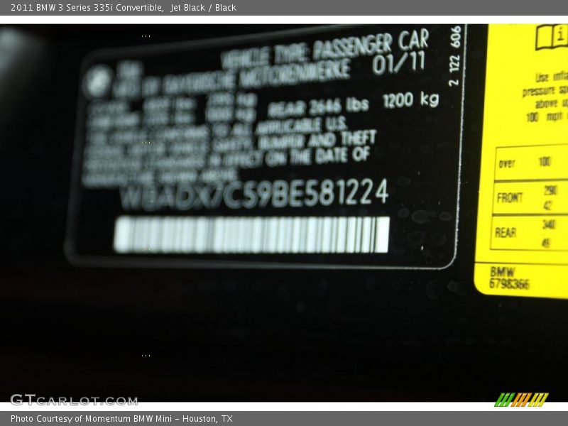 Jet Black / Black 2011 BMW 3 Series 335i Convertible