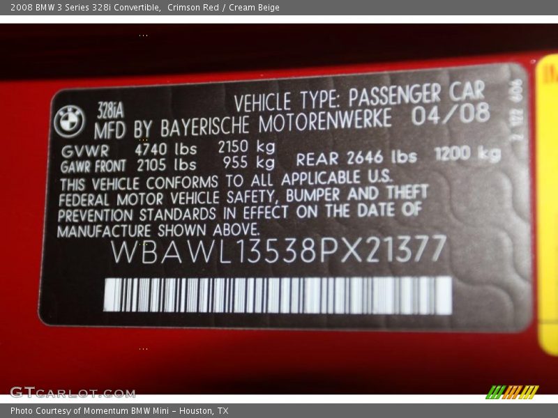 Crimson Red / Cream Beige 2008 BMW 3 Series 328i Convertible