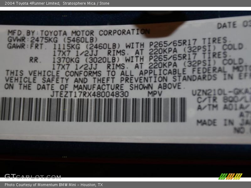 Stratosphere Mica / Stone 2004 Toyota 4Runner Limited