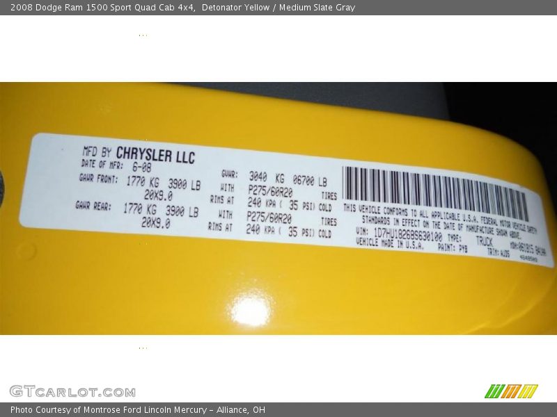 Detonator Yellow / Medium Slate Gray 2008 Dodge Ram 1500 Sport Quad Cab 4x4