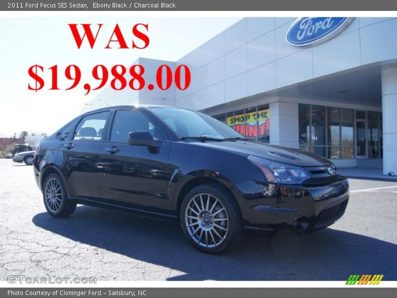Ebony Black / Charcoal Black 2011 Ford Focus SES Sedan