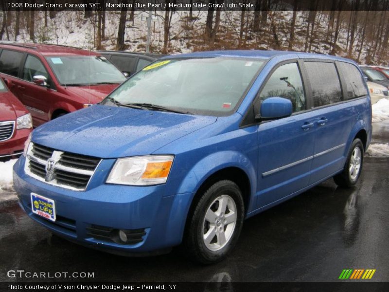 Marathon Blue Pearl / Medium Slate Gray/Light Shale 2008 Dodge Grand Caravan SXT