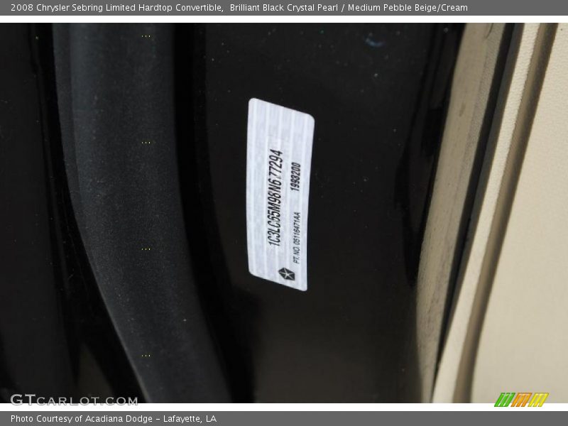 Brilliant Black Crystal Pearl / Medium Pebble Beige/Cream 2008 Chrysler Sebring Limited Hardtop Convertible