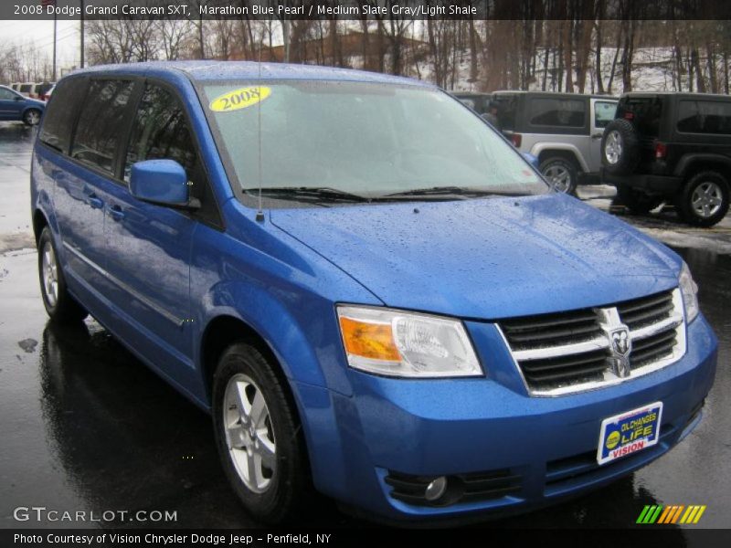 Marathon Blue Pearl / Medium Slate Gray/Light Shale 2008 Dodge Grand Caravan SXT