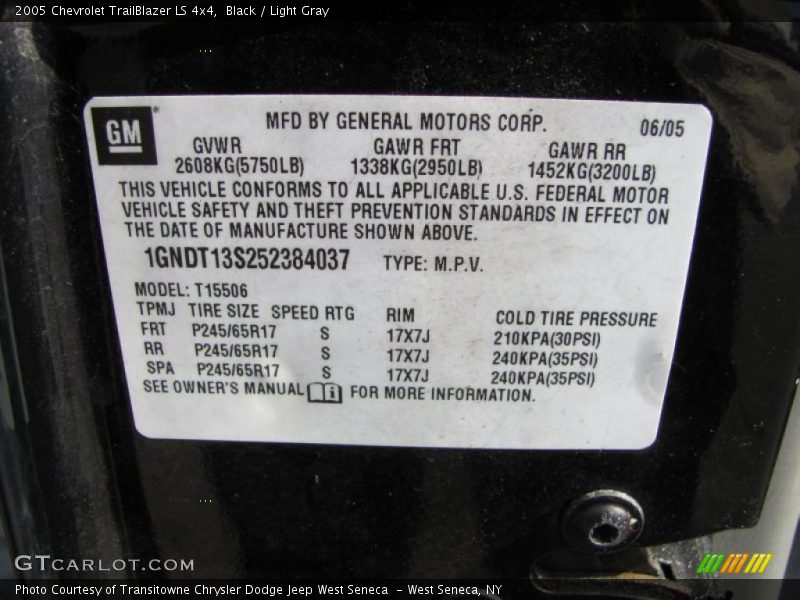 Black / Light Gray 2005 Chevrolet TrailBlazer LS 4x4