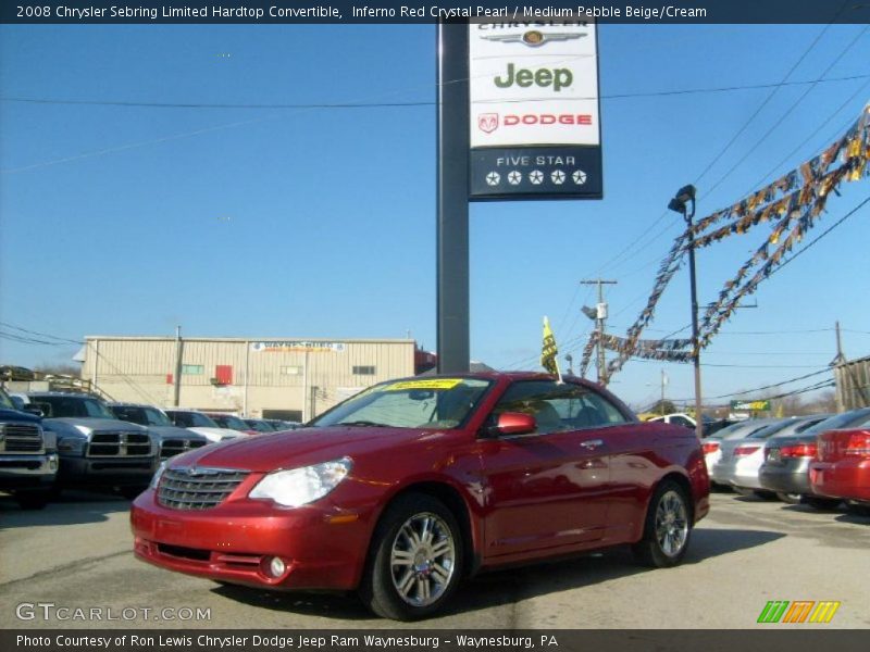 Inferno Red Crystal Pearl / Medium Pebble Beige/Cream 2008 Chrysler Sebring Limited Hardtop Convertible