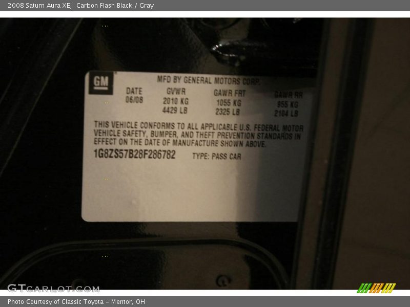 Carbon Flash Black / Gray 2008 Saturn Aura XE