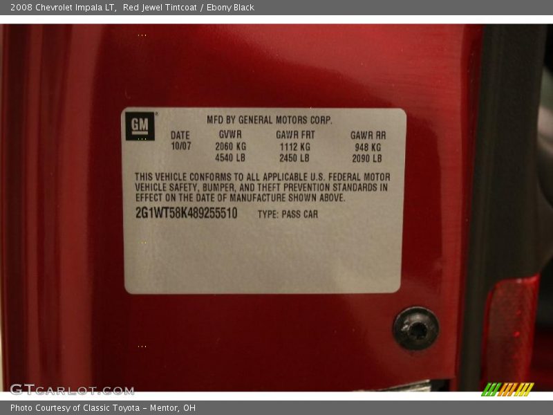 Red Jewel Tintcoat / Ebony Black 2008 Chevrolet Impala LT