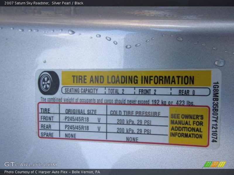 Silver Pearl / Black 2007 Saturn Sky Roadster