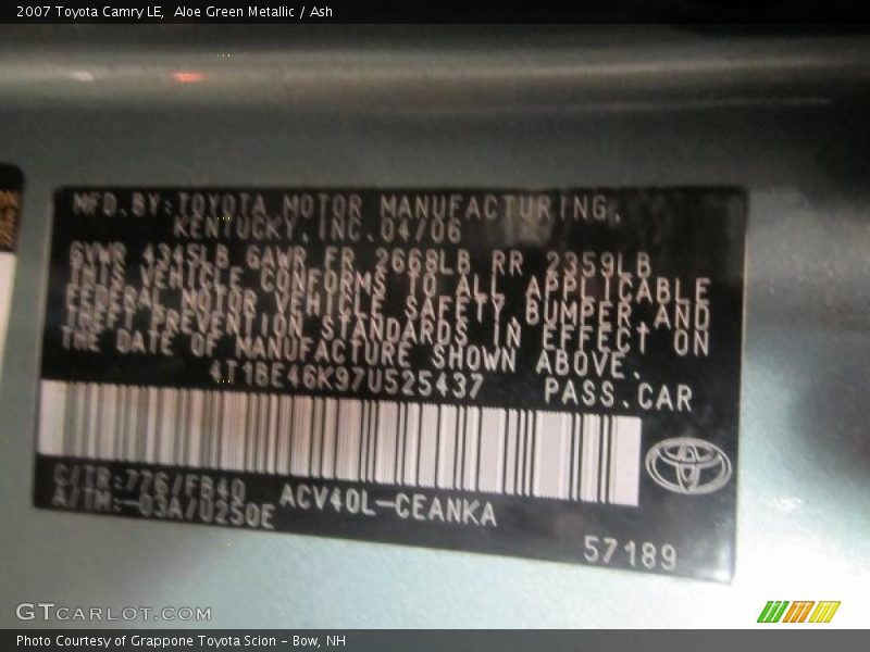Aloe Green Metallic / Ash 2007 Toyota Camry LE